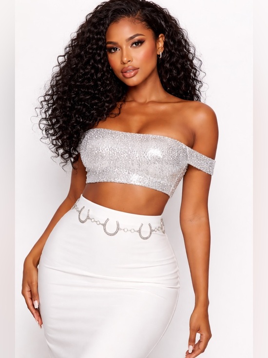 NEW ! WESTERN RHINESTONE HORSESHOE WAIST CONCHO CHAIN BELT - Picture 2 of 8